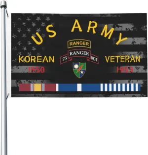 Rangers Korean War Veteran 3x5 FT Flag - Vivid Printing, Indoor Outdoor Banner with Brass Grommets