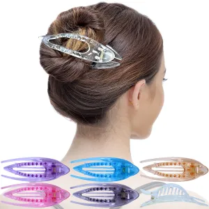 RC ROCHE ORNAMENT 6 Pcs French Concord Hair Clip Curved Thick or Thin Hair for Women No Slip Strong Grip Hold Side Slide Volume Claws Lay Down Clips Hair Bun Updo Clamp, Small Transparent Multicolor