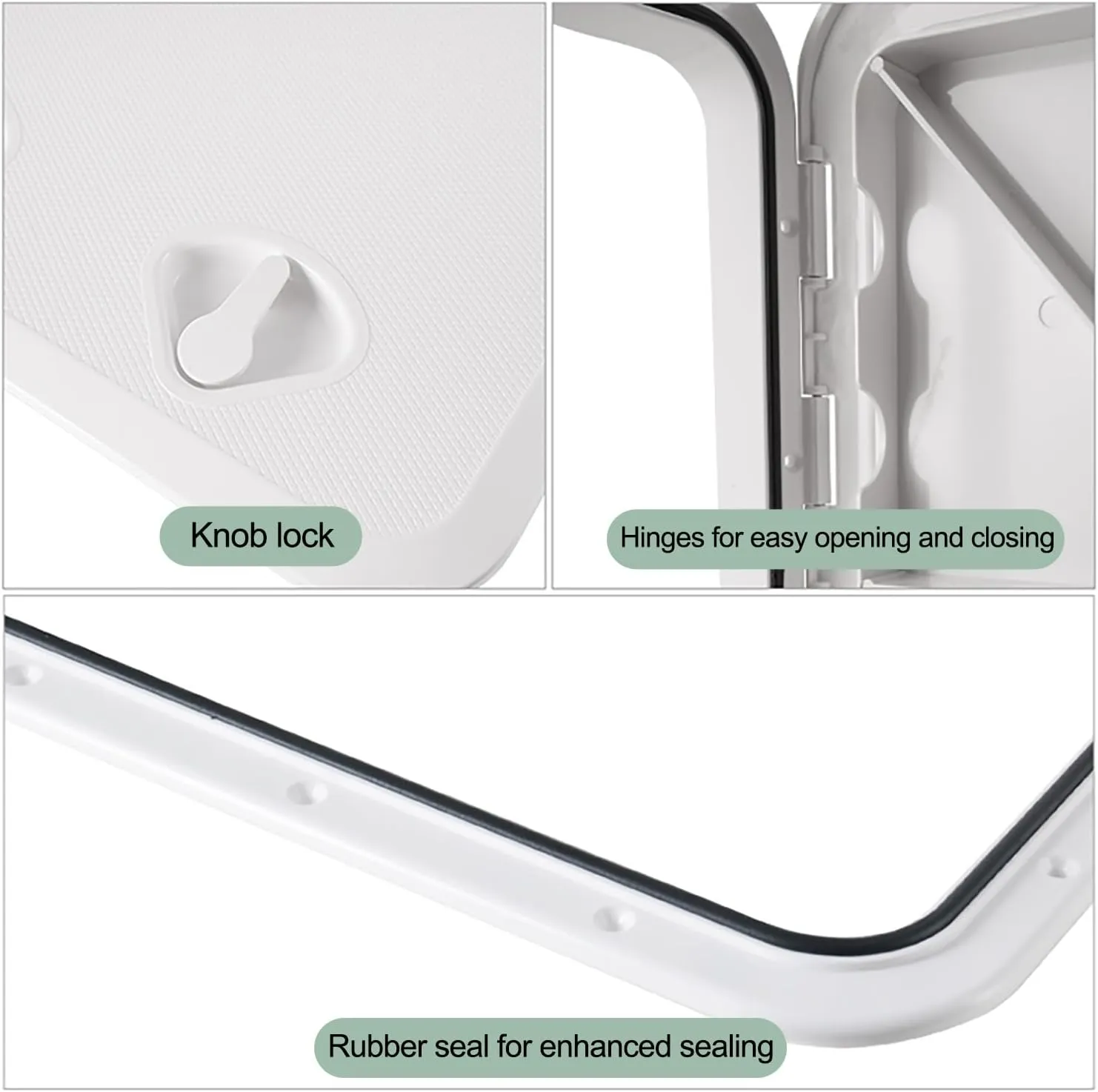 Rectangle Boat Deck Hatch & Lid Deck Access Inspection Cover ABS Material Lockable, Non Slip Surface for Marine Yacht RV Truck Vent Accessories(White,44 * 31.5cm/17.3 * 12.4in)