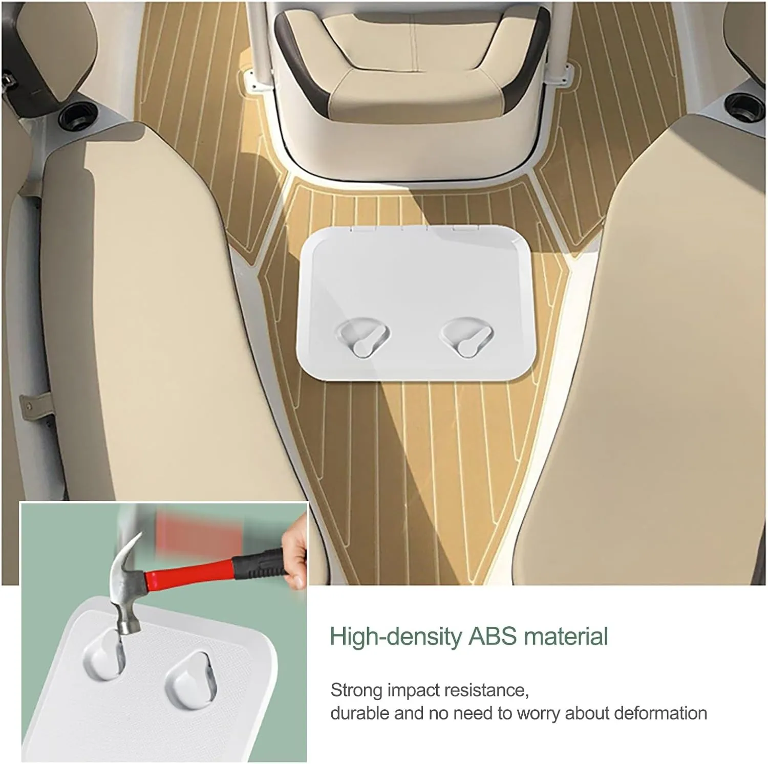 Rectangle Boat Deck Hatch & Lid Deck Access Inspection Cover ABS Material Lockable, Non Slip Surface for Marine Yacht RV Truck Vent Accessories(White,44 * 31.5cm/17.3 * 12.4in)