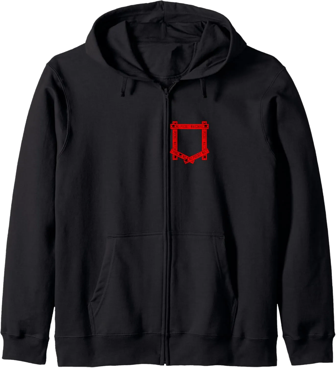 Red Absolutely No Pocket Watching! Red Graphic Zip Hoodie