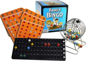 Regal Bingo Family Bingo Game Set with 8" Wheel Cage, Bingo Cards with Sliding Windows, Bingo Balls & Master Board - Large Group Bingo Games for Adults
