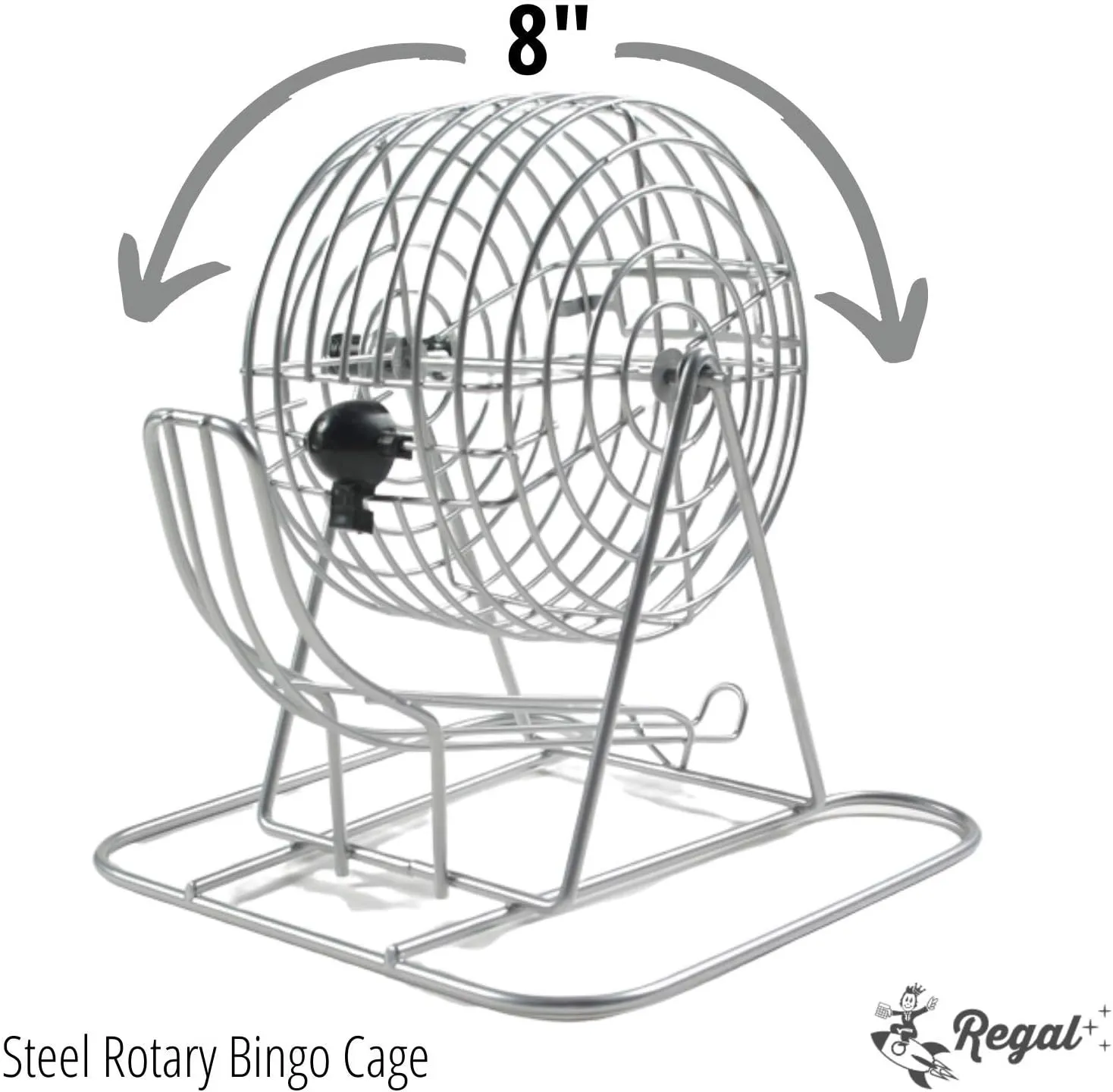 Regal Bingo Family Bingo Game Set with 8" Wheel Cage, Bingo Cards with Sliding Windows, Bingo Balls & Master Board - Large Group Bingo Games for Adults