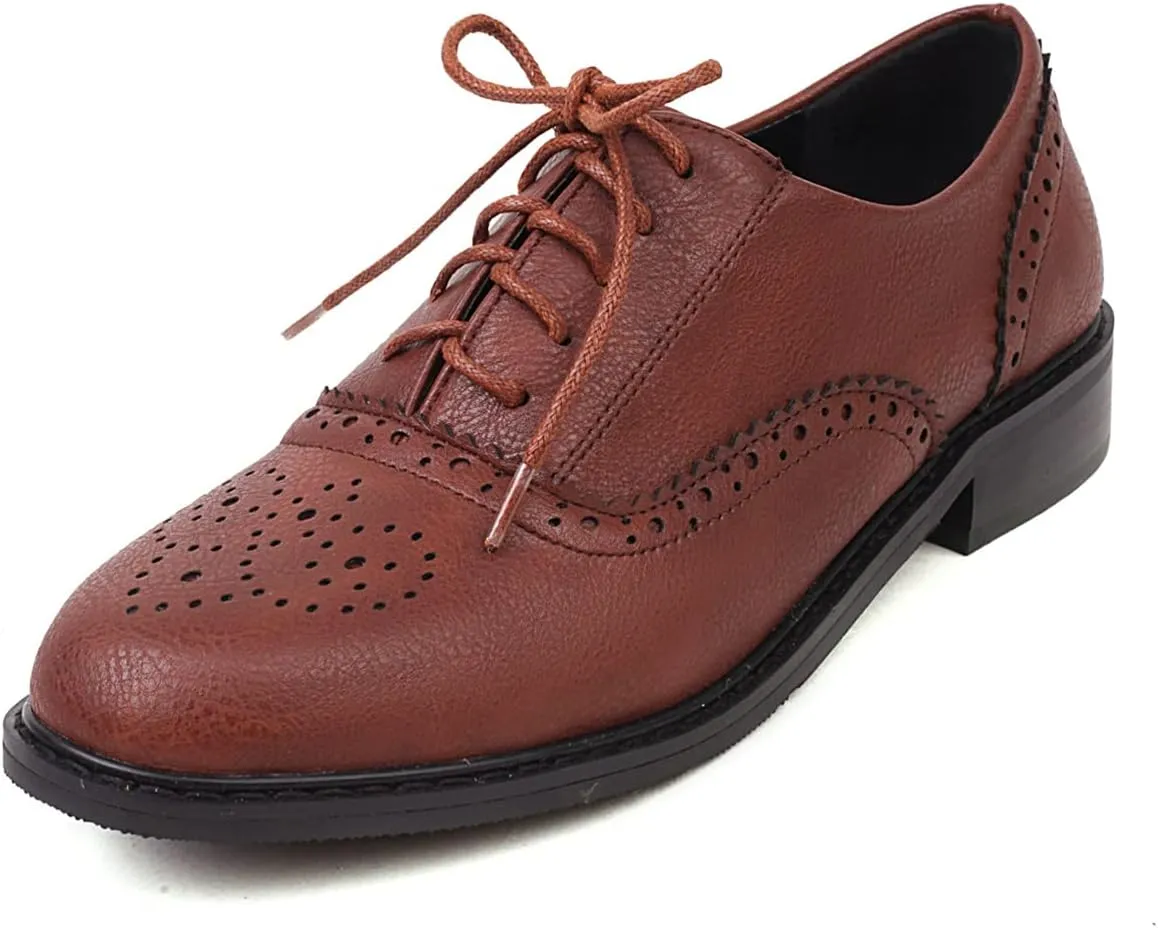 Roimaash Casual Oxford Shoes for Women Wingtip Flat Business Work Shoes