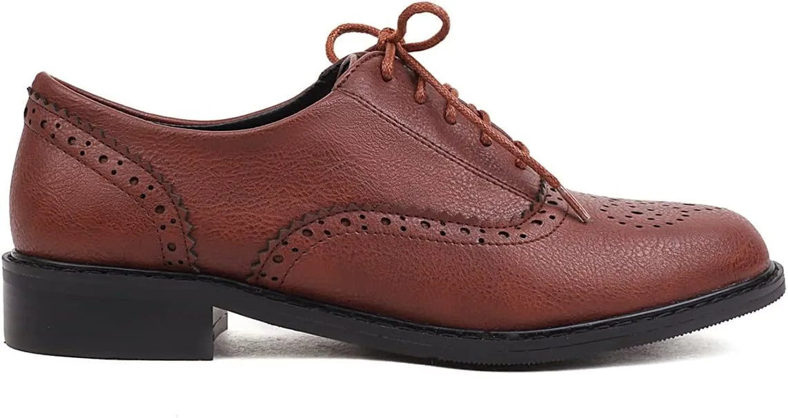 Roimaash Casual Oxford Shoes for Women Wingtip Flat Business Work Shoes