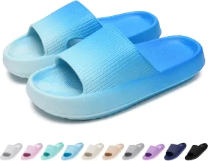 rosyclo Cloud Slides for Kids, Toddler Pillow Slippers Shower Bathroom Non-Slip Open Toe Super Soft Comfy Thick Sole Cozy Boys Girls Home House Cloud Cushion Slide Sandals for Indoor Outdoor Shoes