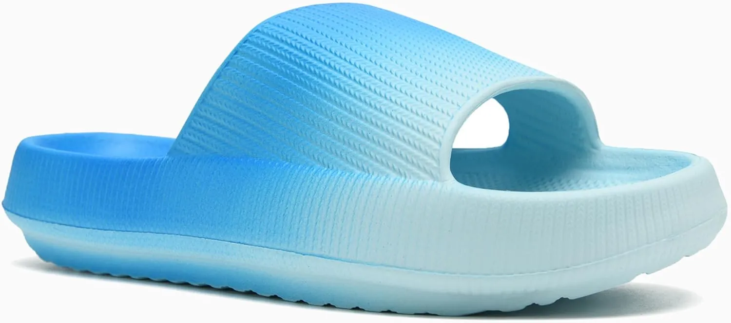 rosyclo Cloud Slides for Kids, Toddler Pillow Slippers Shower Bathroom Non-Slip Open Toe Super Soft Comfy Thick Sole Cozy Boys Girls Home House Cloud Cushion Slide Sandals for Indoor Outdoor Shoes