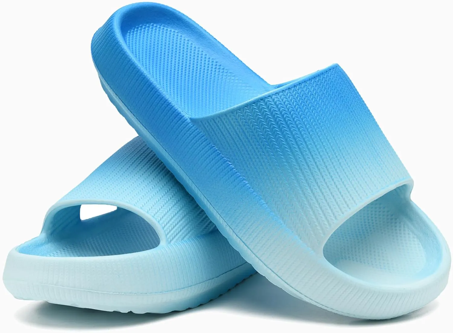 rosyclo Cloud Slides for Kids, Toddler Pillow Slippers Shower Bathroom Non-Slip Open Toe Super Soft Comfy Thick Sole Cozy Boys Girls Home House Cloud Cushion Slide Sandals for Indoor Outdoor Shoes