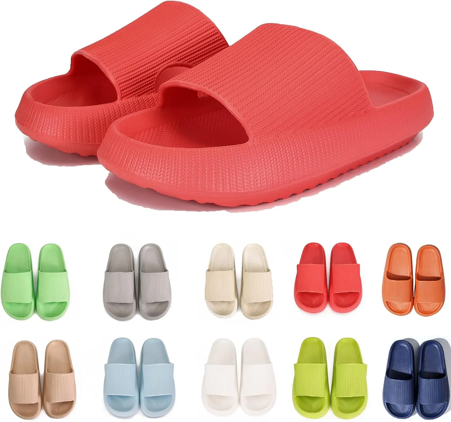 rosyclo Cloud Slippers for Women and Men Massage Thick Sole Non-Slip Shower Slippers Bathroom Super Soft Comfy House Cloud Slide Slippers for Indoor and Outdoor