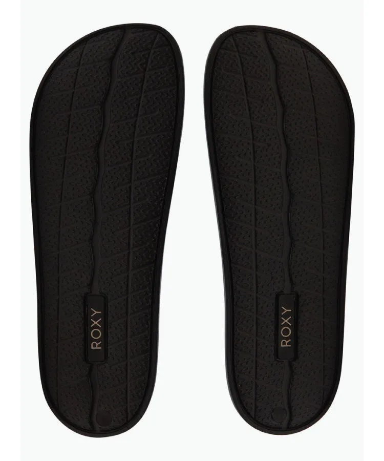 Roxy Womens Slippy Water-Friendly Slides - Black/M Gold