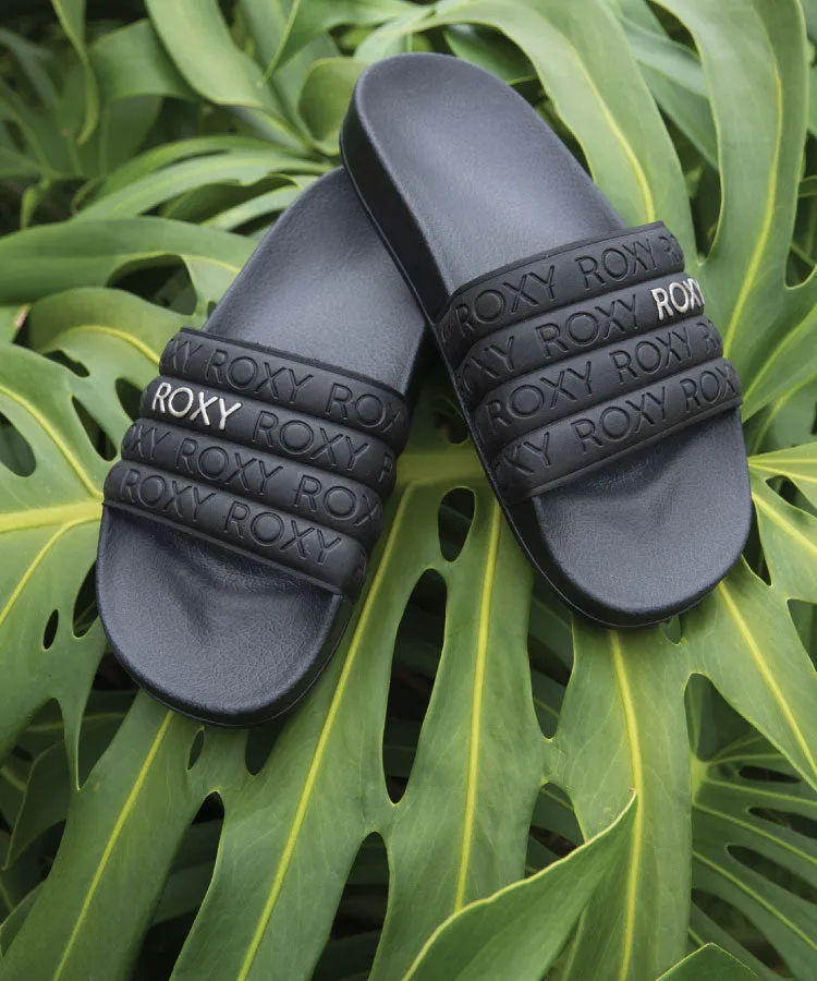 Roxy Womens Slippy Water-Friendly Slides - Black/M Gold