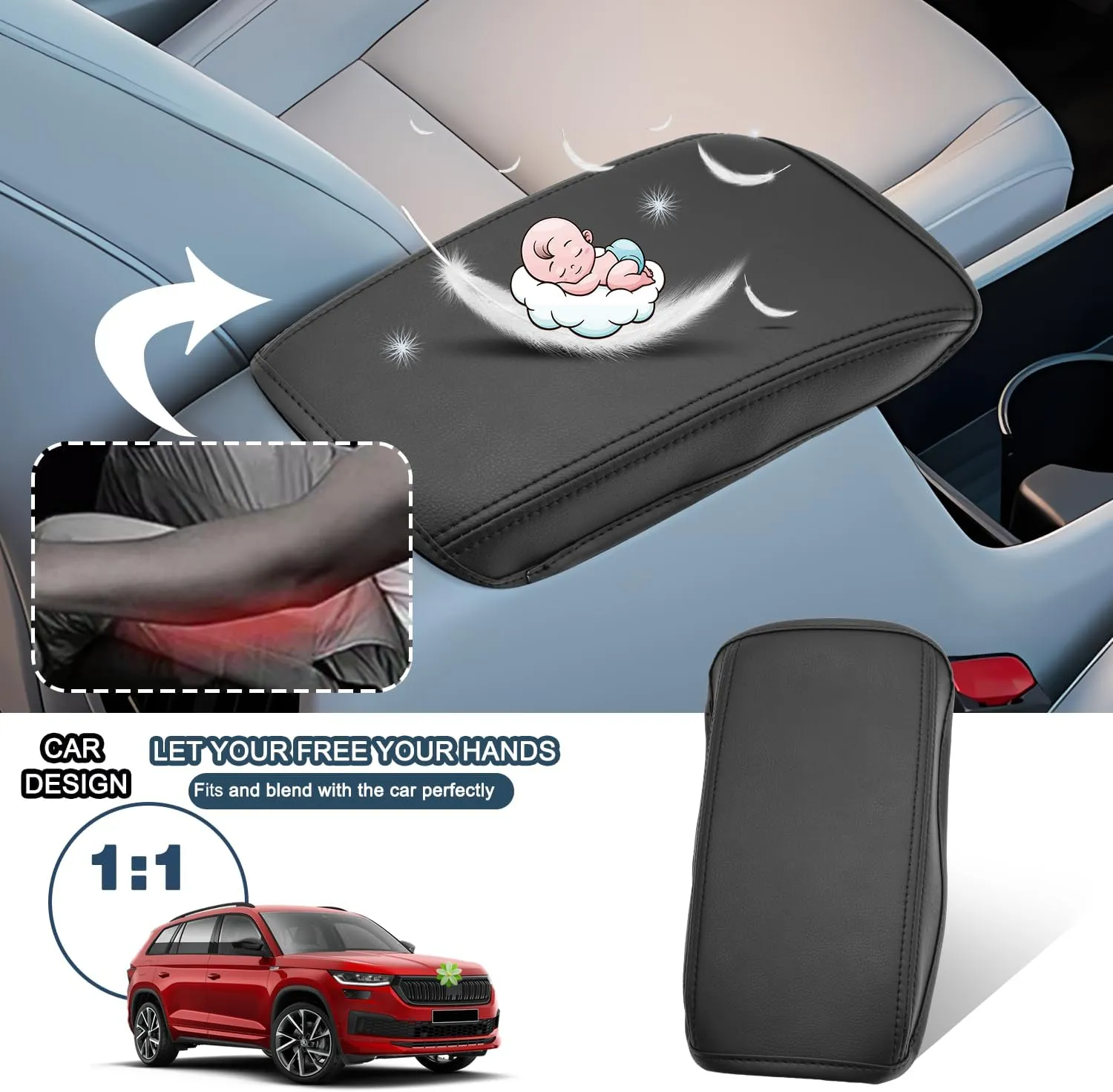 Ruiya 2024 2025 Kona Armrest Cover,for Hyundai Kona SX2 2024 Accessories Center Console Cover 2024 Kona Armrest Cover Protector Compatible with 2024 2025 Hyundai Kona SE/SEL/Limited/N Line