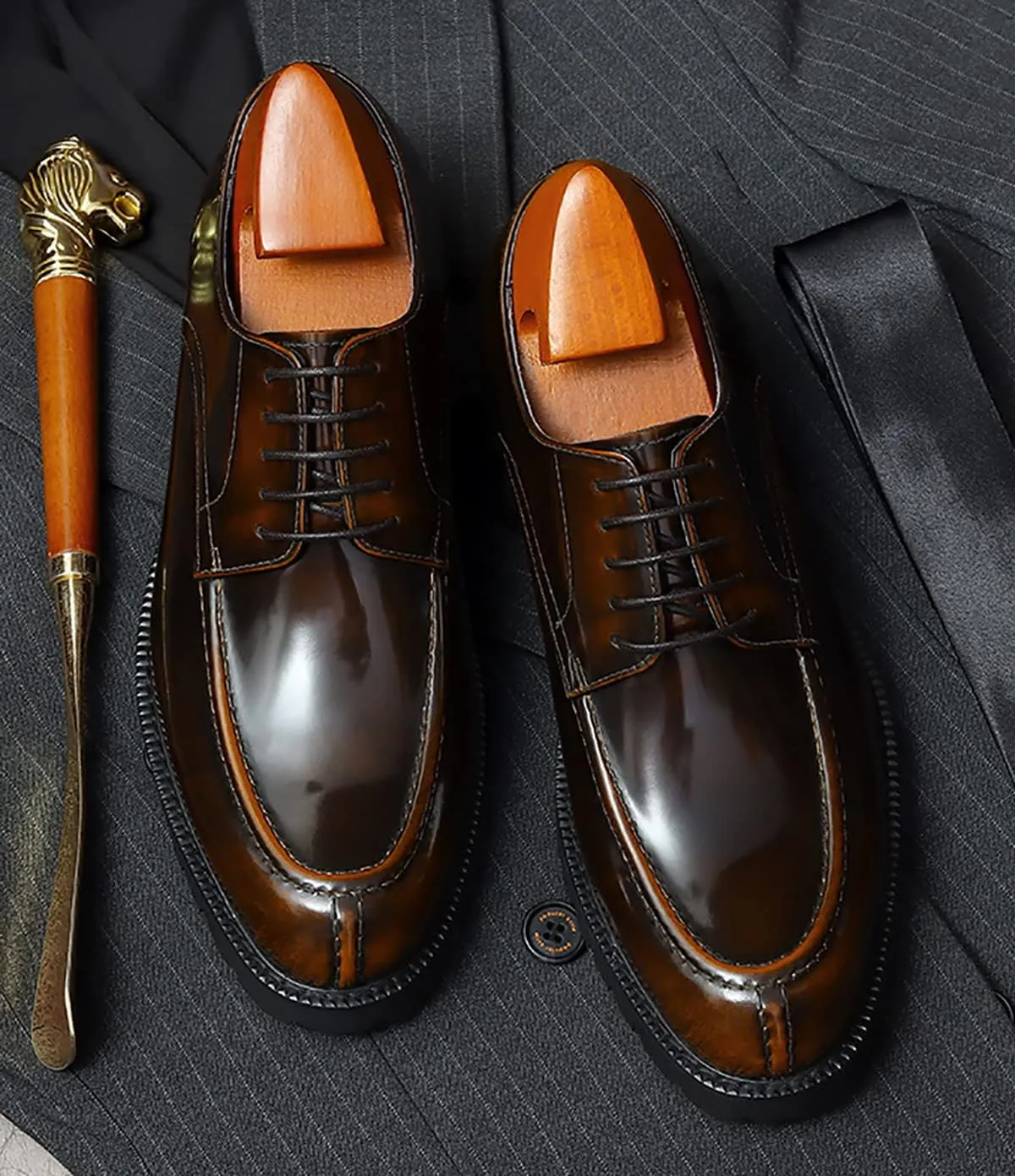 Santimon Men's Oxfords Casual Dress Shoes Genuine Leather Derby Fashion Formal Tuxedo Walking Shoes for Men