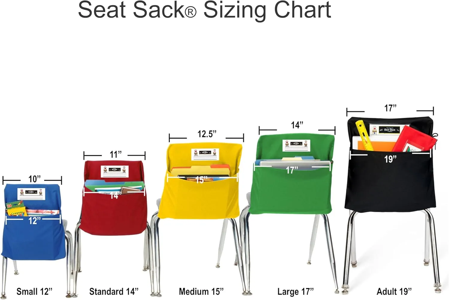 Seat Sack Single-Pocket Chair Storage - 17 Inches Classroom Pack of 25 - The single pocket is the perfect addition to classrooms, study areas, and home learning spaces.
