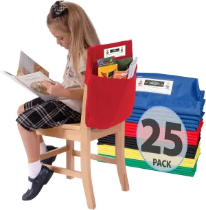 Seat Sack Single-Pocket Chair Storage - 17 Inches Classroom Pack of 25 - The single pocket is the perfect addition to classrooms, study areas, and home learning spaces.
