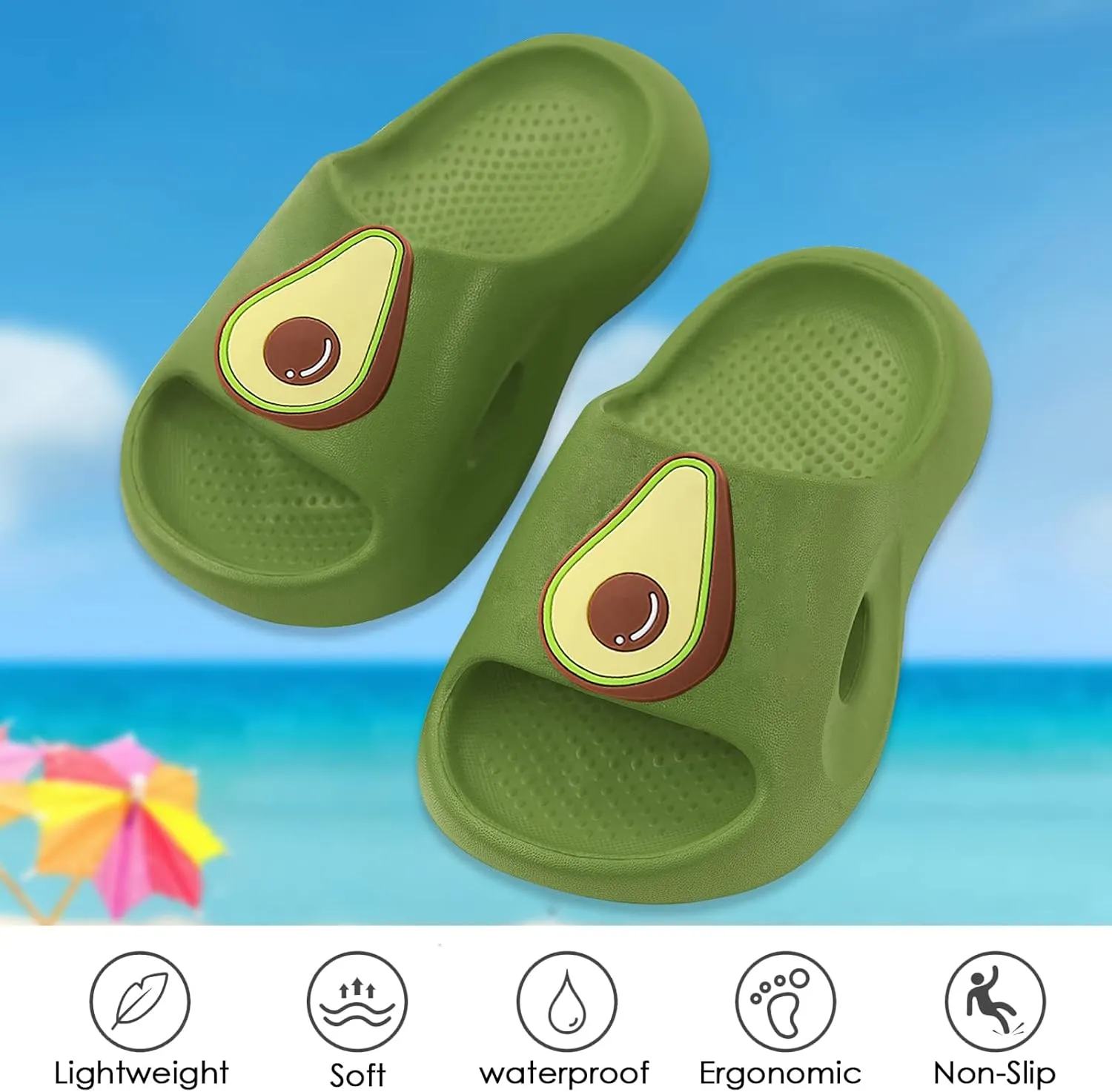 SEAUR Kids Boy Cloud Slippers for Girls Summer Quick-Drying Thickened Non-Slip Sandals Beach Cute Fruit Slides