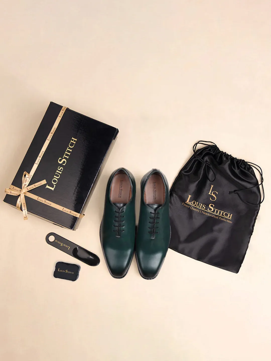 Seaweed Green Handcrafted Lace-Up Wholecut Derby Shoe