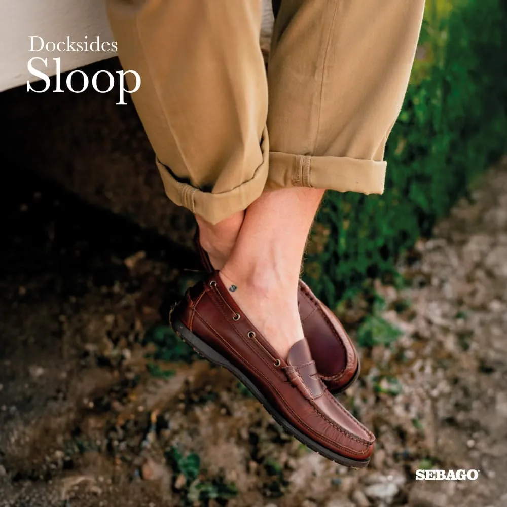 Sebago Sloop Waterproof Boat Shoes - Full-Grain Leather Loafer-Style Moccasins with Snug Leather Sock Lining and Non-Marking, Non-Slip Rubber Outsoles
