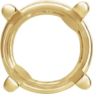 Semi-Polished 14k Yellow Gold 8mm Round Shape Basket Solitaire Slide Pendant for Approximately 2 cttw Fine Jewelry for Women Gifts for Her (9.65x9.65mm, Mounting Only, Not All Stones Included)
