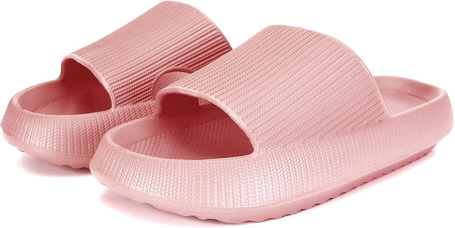 Sharllen Cloud Slides for Boys & Girls - Non-Slip House Slippers for Kids - Beach Slide Sandals in Black, White & Beige