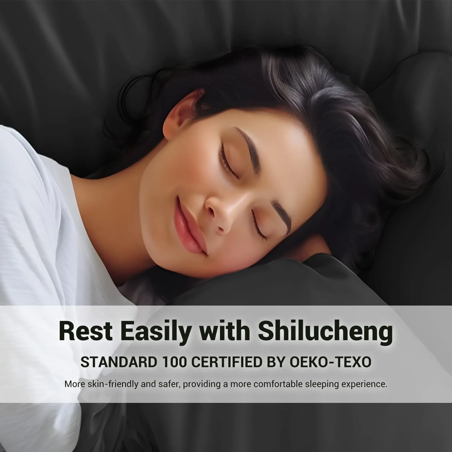 Shilucheng 4 Piece Queen Sheet Sets, Cooling Sheets, Blend Rayon Derived from Bamboo, Deep Pocket Up to 16", Breathable & Soft Bed Sheets, Hotel Silky Bedding Set, Black