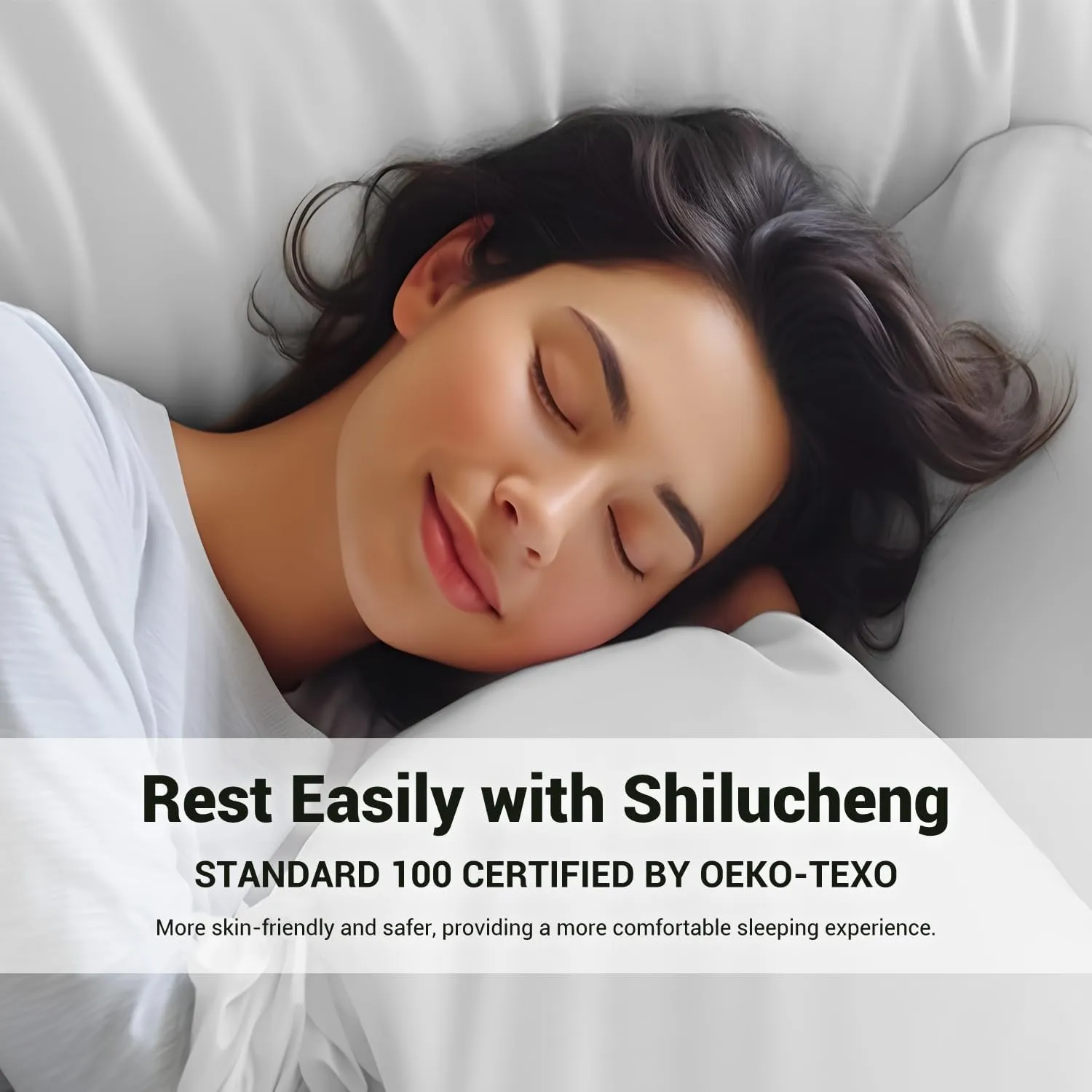 Shilucheng 4 Piece Queen Sheet Sets, Cooling Sheets, Blend Rayon Derived from Bamboo, Deep Pocket Up to 16", Breathable & Soft Bed Sheets, Hotel Silky Bedding Set, White