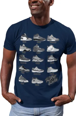Shirt to Match Cool Grey Jordan Retro 1 2 3 4 5 6 7 8 9 10 11 12 13 Sneakers, Men's Tee to Match Jordans
