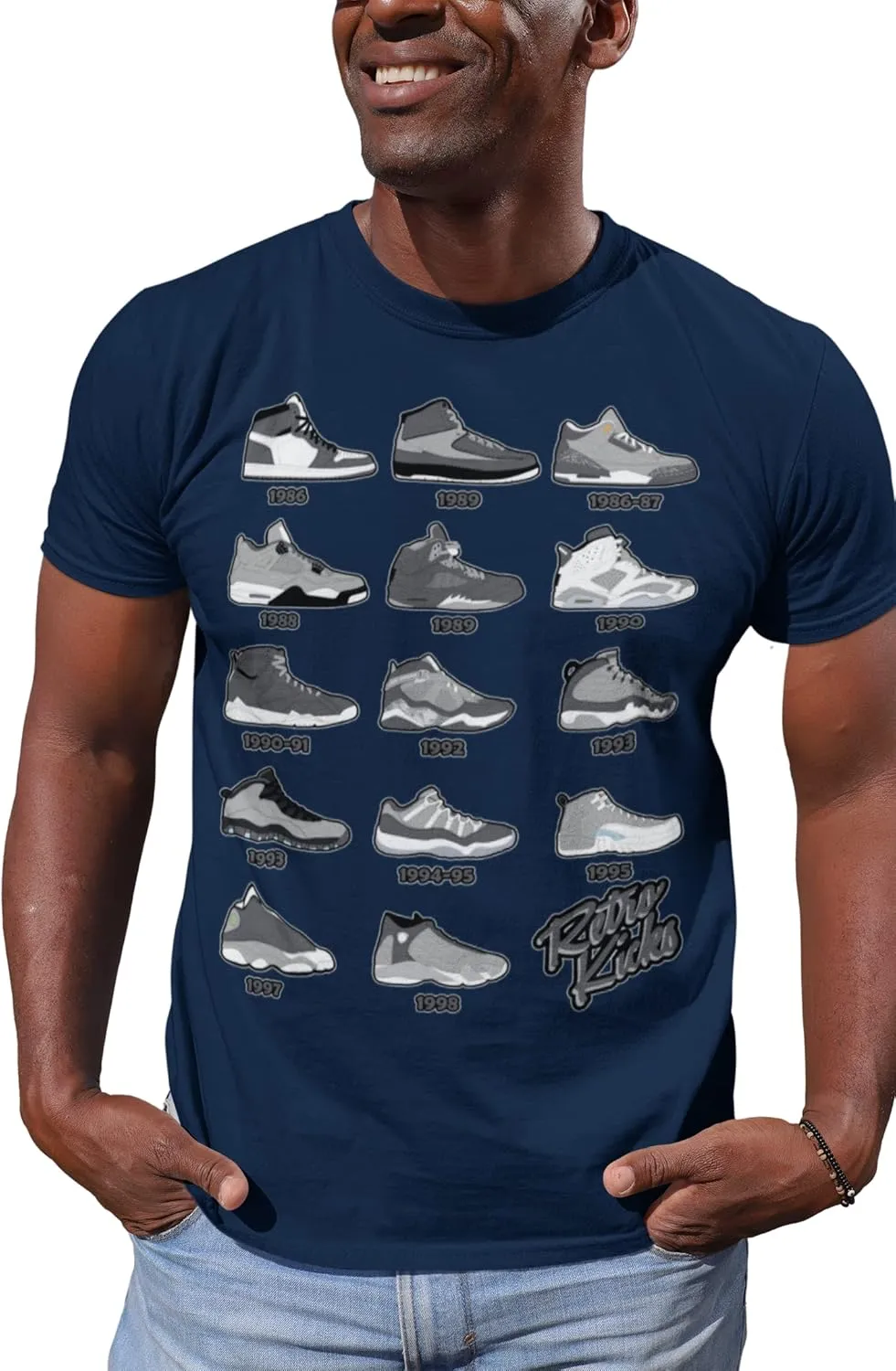 Shirt to Match Cool Grey Jordan Retro 1 2 3 4 5 6 7 8 9 10 11 12 13 Sneakers, Men's Tee to Match Jordans