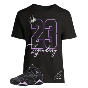 Shirt To Match Retro 7 Barely Grape/Purple,23 Legendary Unisex Graphic Tee,Sneaker Match, Christmas Gift (M, Black)
