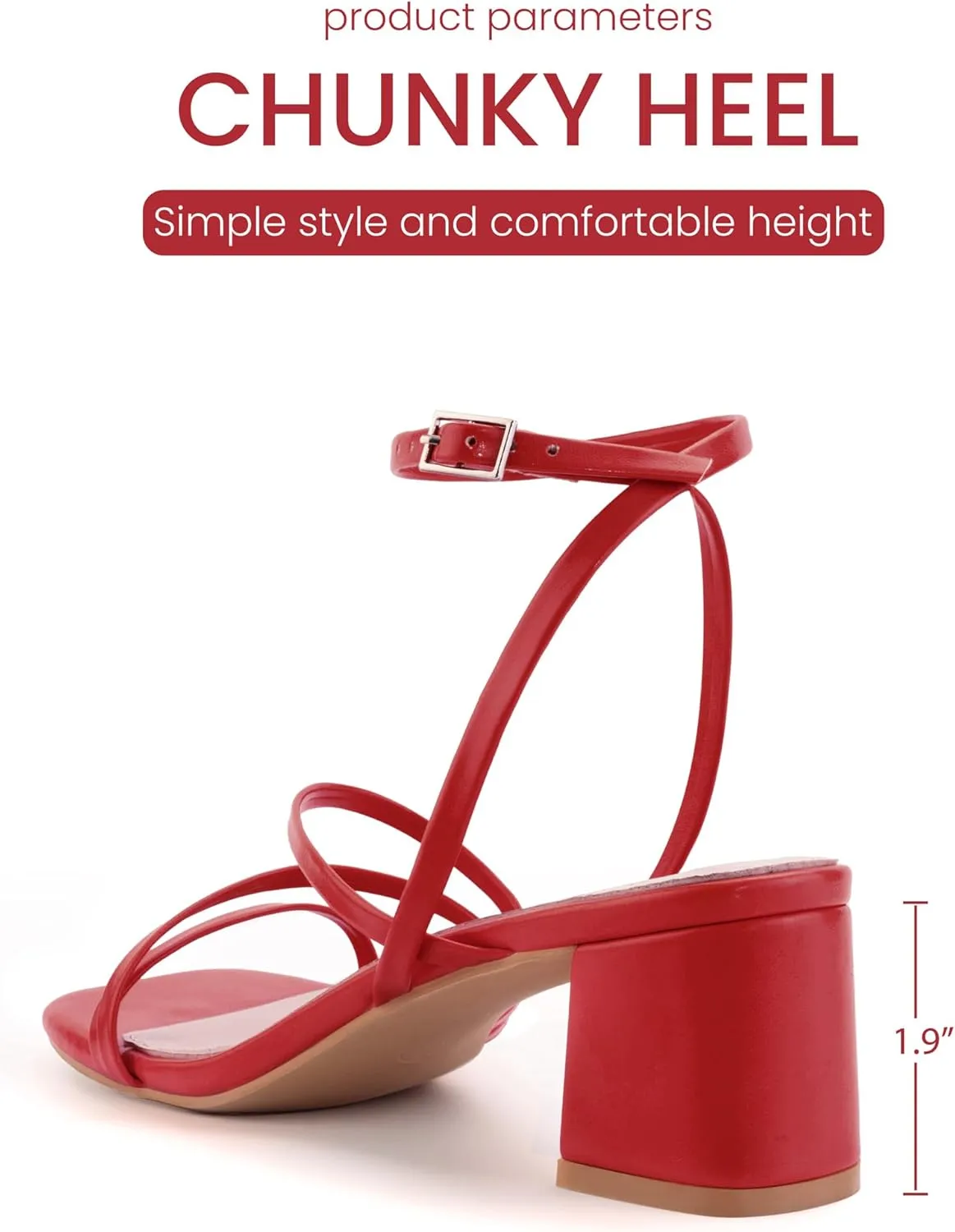 Shoe'N Tale Strappy Heels for Women Low Chunky Block Heel Dress Shoes Square Open Toe Ankle Strap Heeled Sandals