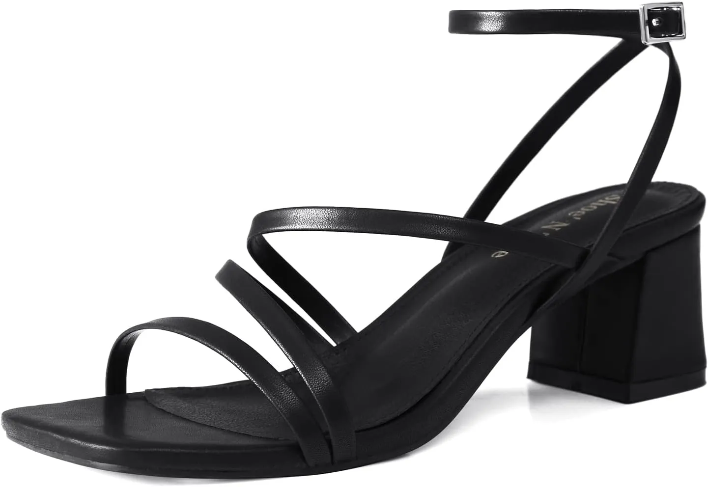 Shoe'N Tale Strappy Heels for Women Low Chunky Block Heel Dress Shoes Square Open Toe Ankle Strap Heeled Sandals