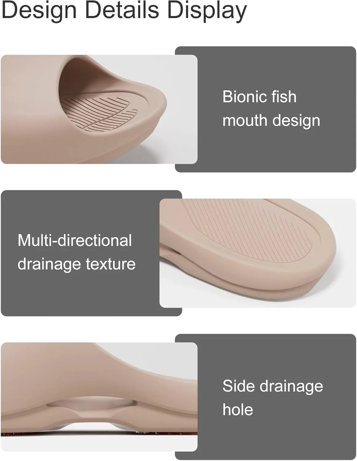 Shower Shoes, Non Slip Slide Sandals for Women and Men, Lightweight House Slippers for Indoor Bathroom Dorm Pool Swimming Beach