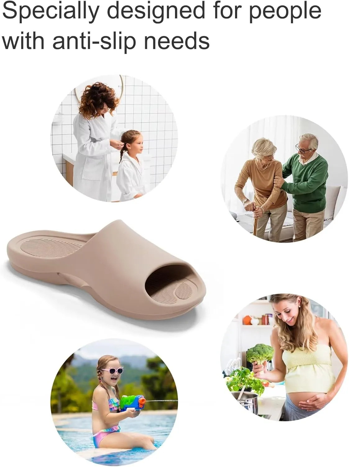 Shower Shoes, Non Slip Slide Sandals for Women and Men, Lightweight House Slippers for Indoor Bathroom Dorm Pool Swimming Beach
