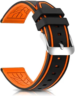 Silicone Watch Bands Divers Model Replacement Rubber Watch Strap 20mm 22mm 24mm 26mm Waterproof Line Bicolor Silver Buckle for Men and Women Sport