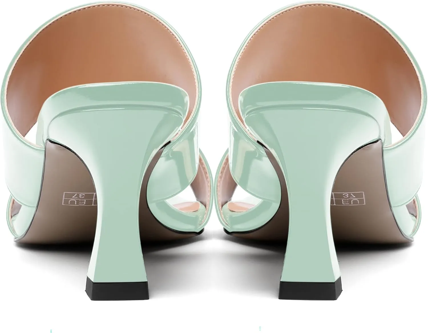 SKYSTERRY Women's Patent Open Toe Round Toe Dress Office Slip On Spool Mid Heel Pumps Shoes 2.5 Inch