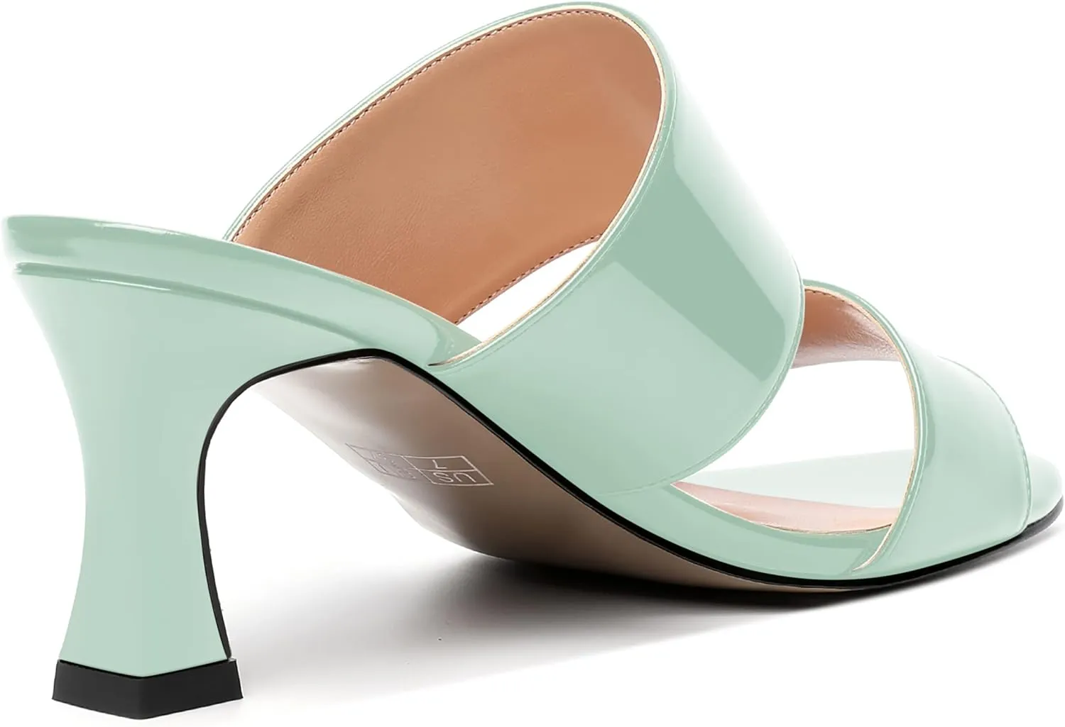 SKYSTERRY Women's Patent Open Toe Round Toe Dress Office Slip On Spool Mid Heel Pumps Shoes 2.5 Inch
