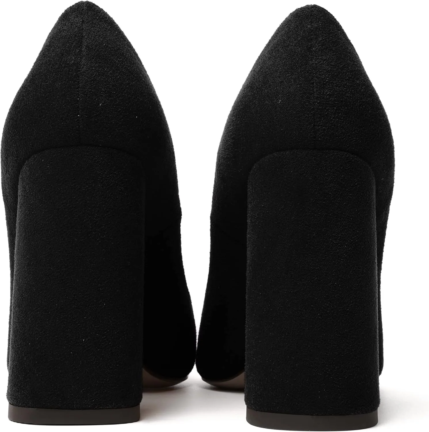 SKYSTERRY Womens Suede Business Slip On Pointed Toe Casual Block High Heel Pumps Shoes 4 Inch
