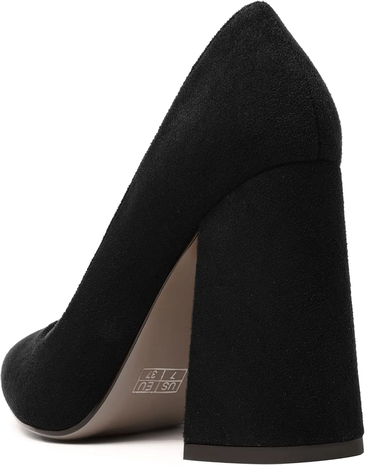 SKYSTERRY Womens Suede Business Slip On Pointed Toe Casual Block High Heel Pumps Shoes 4 Inch