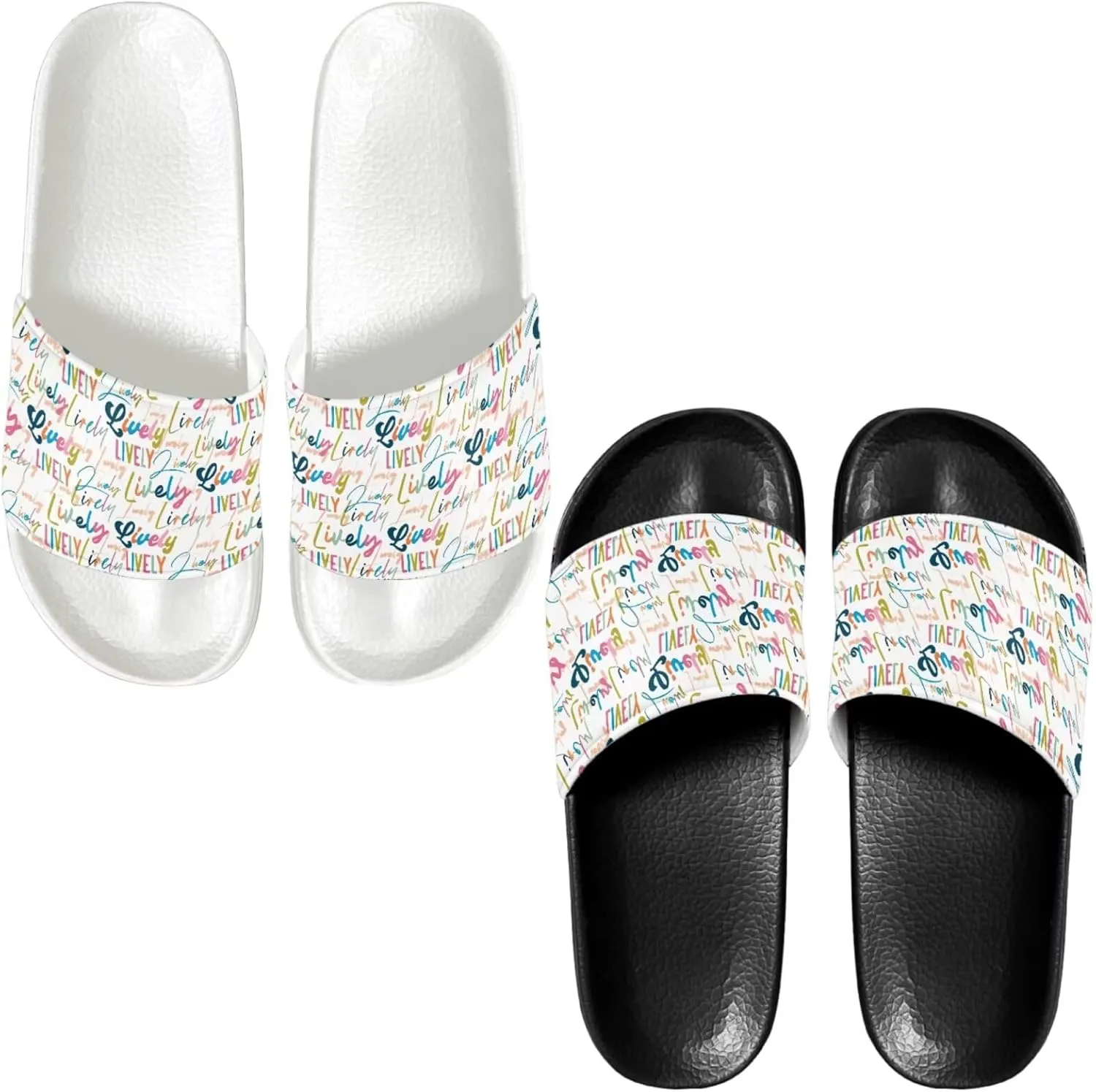 Slide Sandals Slippers for Women and Men, Cozy PU Uppers EVA Sole Non Slip Quick Drying Shower Shoes Bathroom Office