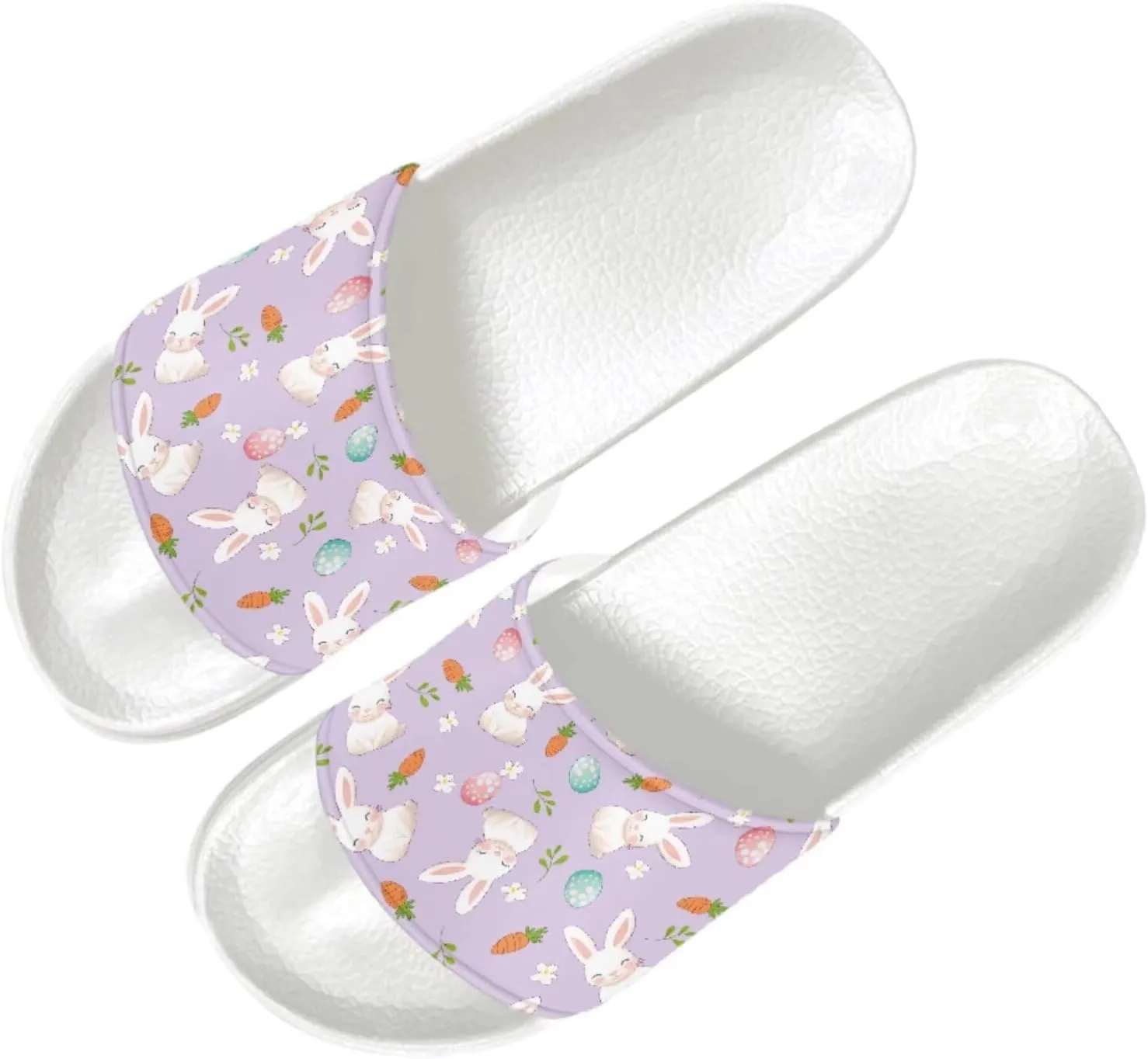 Slide Sandals Slippers for Women and Men, Cozy PU Uppers EVA Sole Non Slip Quick Drying Shower Shoes Bathroom Office