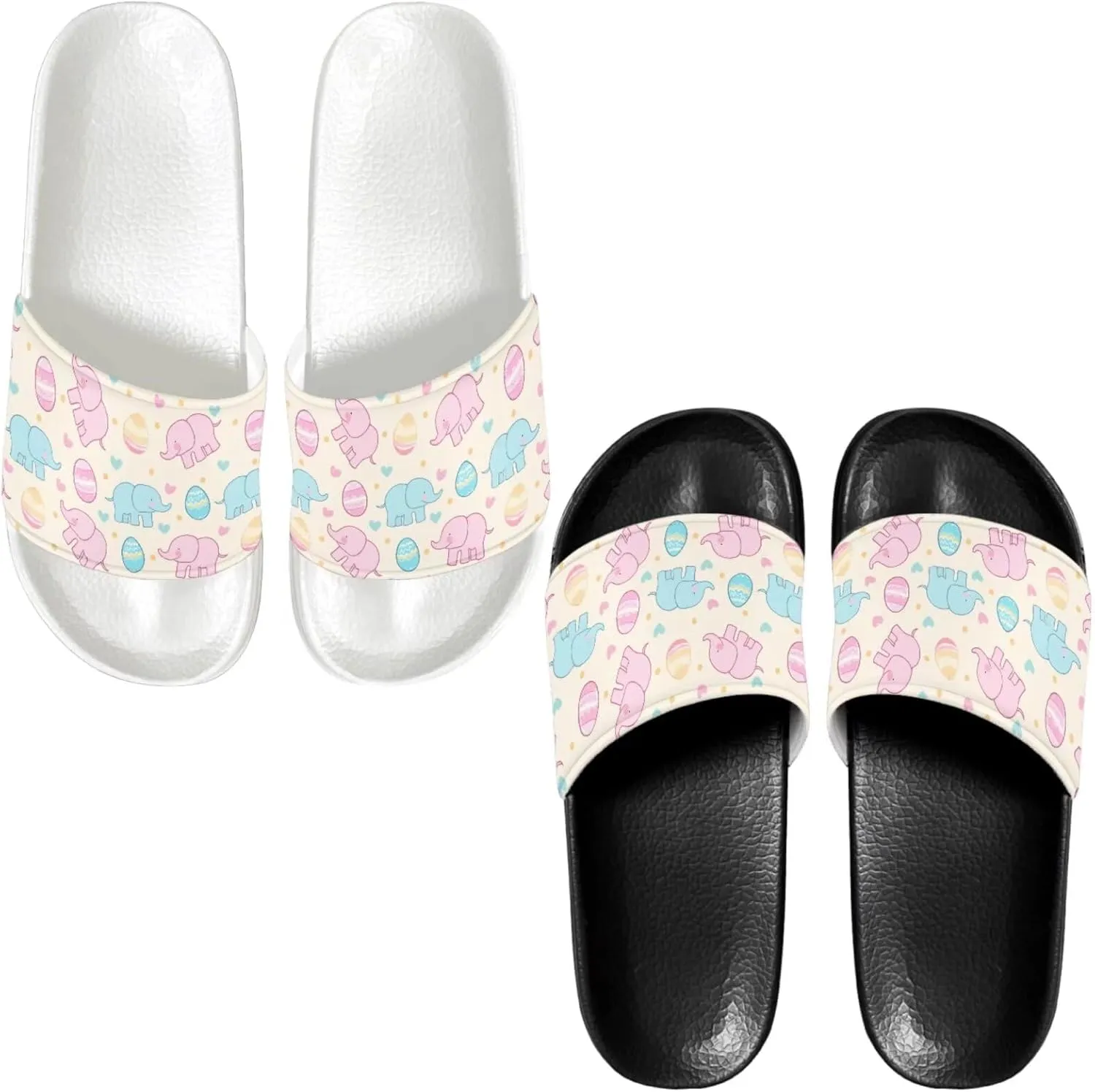Slide Sandals Slippers for Women and Men, Cozy PU Uppers EVA Sole Non Slip Quick Drying Shower Shoes Bathroom Office
