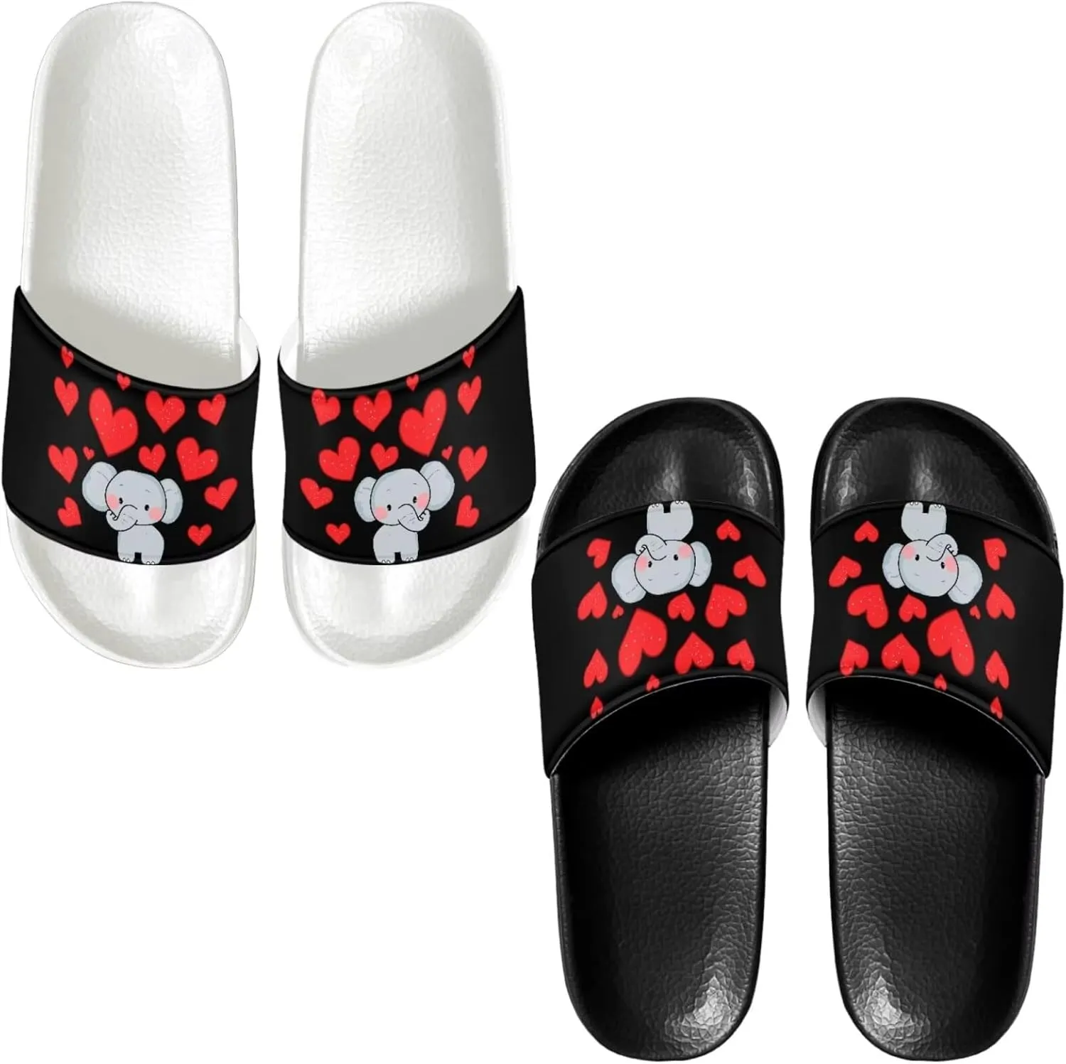 Slide Sandals Slippers for Women and Men, Cozy PU Uppers EVA Sole Non Slip Quick Drying Shower Shoes Bathroom Office