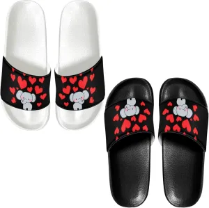 Slide Sandals Slippers for Women and Men, Cozy PU Uppers EVA Sole Non Slip Quick Drying Shower Shoes Bathroom Office