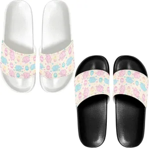 Slide Sandals Slippers for Women and Men, Cozy PU Uppers EVA Sole Non Slip Quick Drying Shower Shoes Bathroom Office
