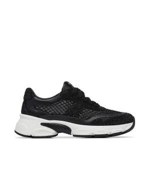 Sneaker in vitello nero con cristalli tono su tono