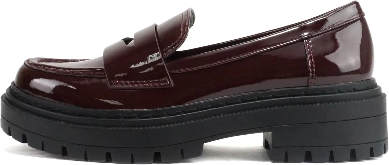 Soda “Eureka” ~ Women Slip On Platform Penny Loafer Lug Sole with Stitched Detail