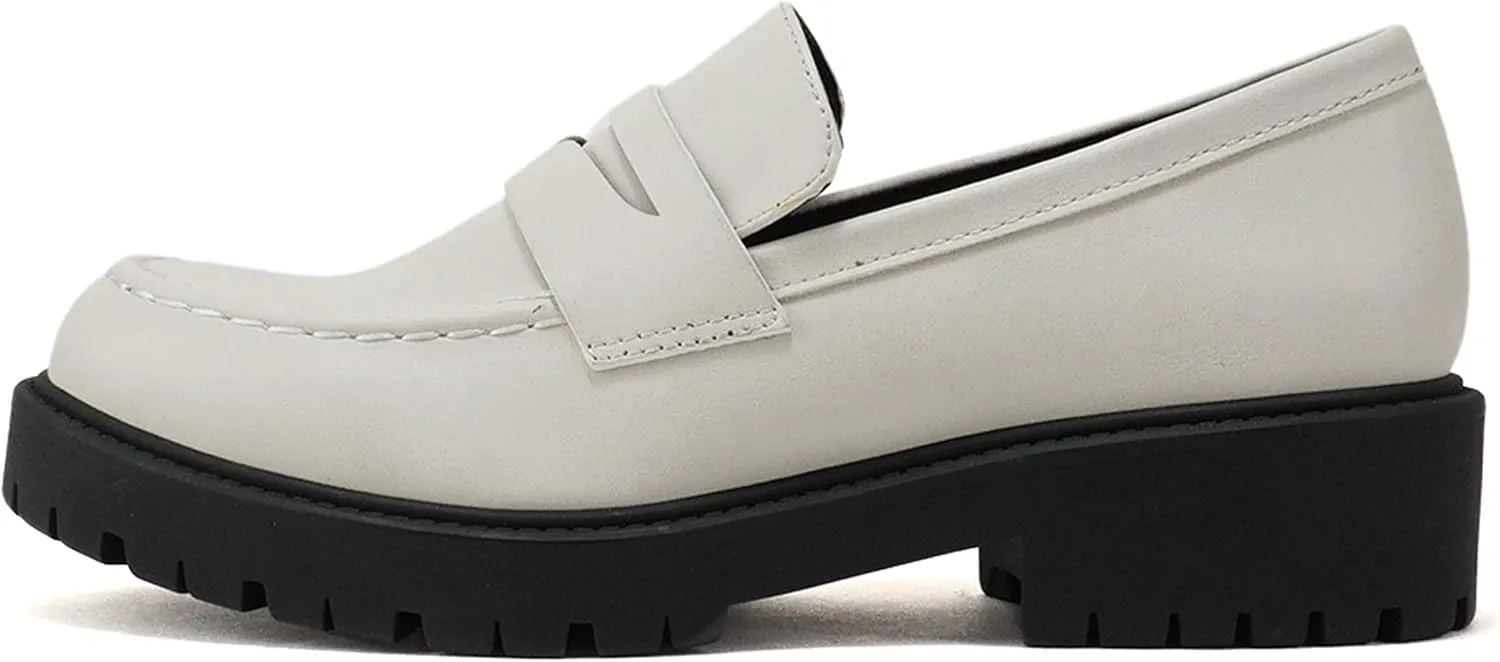 Soda “HENDER” ~ Women Round Toe Low Heel Lug Sole Platform Penny Loafer Shoe