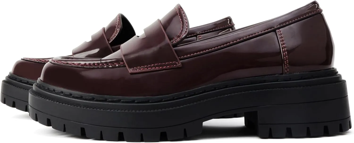 Soda “Soho” ~ Women Slip On Platform Heel Lug Sole Penny Loafer