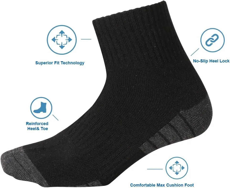 SoxDaddy Men’s 10Pack Athletic Socks,Comfy Cotton Full Cushion Casual Low Cut Socks