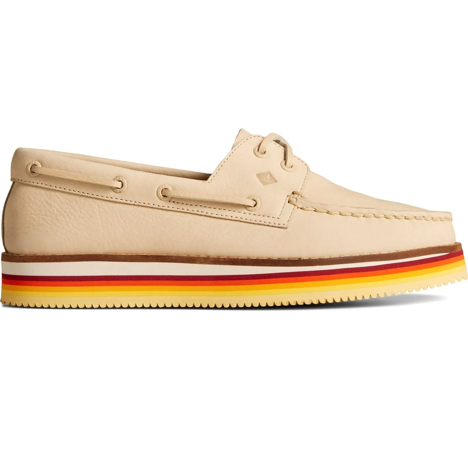 Sperry Authentic Original Stacked Leather Women's Ivory Boat Shoes